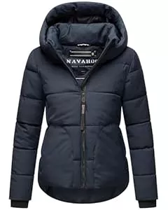 Navahoo Jacken Navahoo Damen Winterjacke warme kurze Steppjacke mit reflektierenden Details, verstellbarer Kapuze und hohem Kragen Lachperle XIV XS-XXL