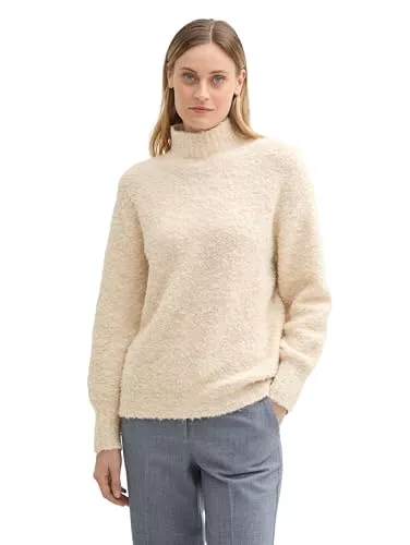 TOM TAILOR Pullover & Strickmode TOM TAILOR Damen 1044067 Bouclé Strickpullover mit Stehkragen