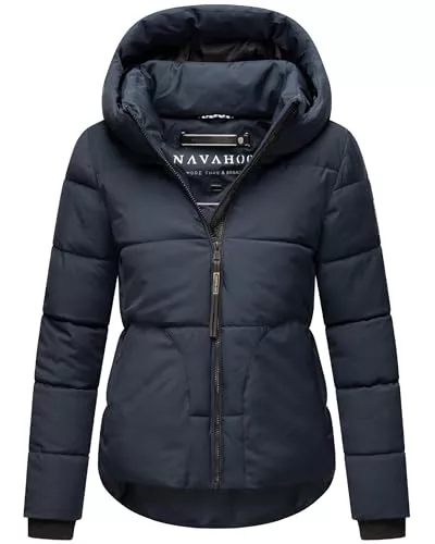 Navahoo Jacken Navahoo Damen Winterjacke warme kurze Steppjacke mit reflektierenden Details, verstellbarer Kapuze und hohem Kragen Lachperle XIV XS-XXL