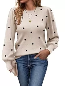 Zeagoo Pullover & Strickmode Zeagoo Pullover Damen Rundhals Strickpullover Winter Elegant Pulli mit Puffärmel Herbst Strickpulli Casual Sweatshirt Gestrickt Oberteile S-XXL