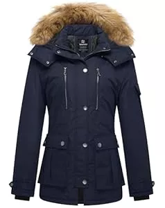 Wantdo Jacken Wantdo Damen Winter Baumwolle Gepolsterter Mäntel Warme Winddichte Outdoor Jacke Klassische Mittellange Parka Kunstpelz Kapuzen Mäntel