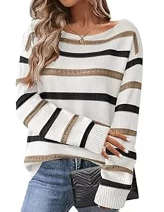 Hotouch Pullover & Strickmode Hotouch Pullover Damen Herbst Elegant Strickpullover Locker Hollow Out Rundhals Pulli Lang Sweater Top Strick Winterpullover S-XXL