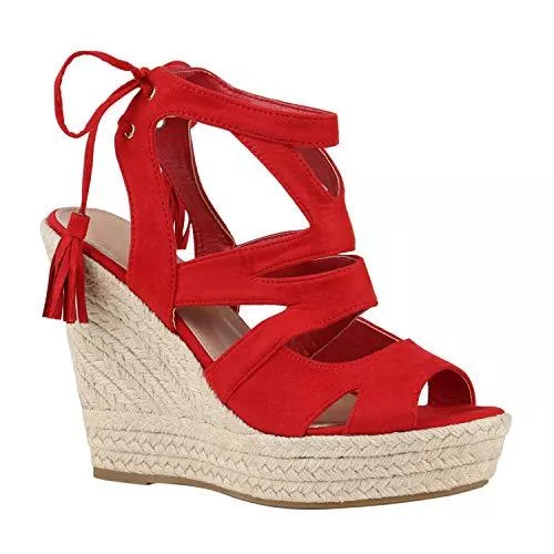 stiefelparadies Sandalen & Slides stiefelparadies Damen Keilsandaletten Bast Quasten Flandell