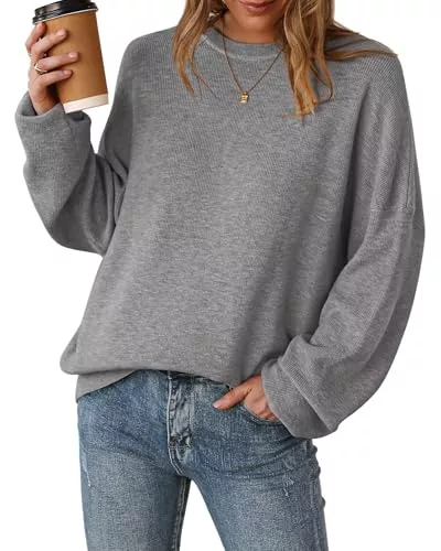 Arach&Cloz Pullover & Strickmode Arach&Cloz Pullover Damen Wolle Blend Oversized Herbst Winter Pulli Rundhalsausschnitt Strickpullover Langarm Oberteile Strick Tops