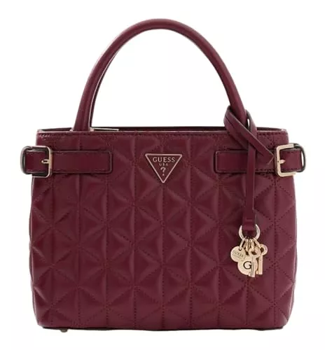GUESS Taschen & Rucksäcke GUESS Handtasche Umhängetasche Paisleigh Small Satchel Burgundy weinrot