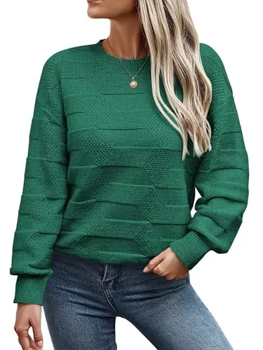 Toplop Pullover & Strickmode Toplop Pullover Damen Rundhals Strickpullover Langarm Casual Strickpulli Warm Pulli Oberteile Sweater