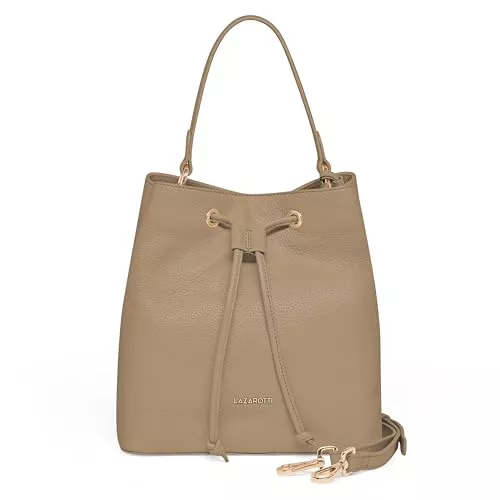 Lazarotti Taschen & Rucksäcke Lazarotti Bologna Damen Henkeltasche aus Echt-Leder | Handtasche mit abnehm- & längenverstellbaren Trageriemen | Bucket Bag 25 cm