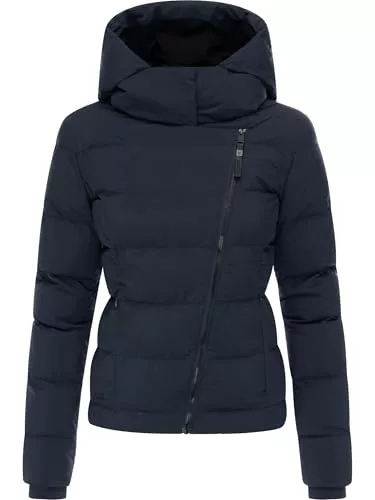 Ragwear Pullover & Strickmode Ragwear Damen wasserdichte Winterjacke warme Steppjacke mit asymmetrischem Reißverschluss und Kapuze Harlen YOUMODO XS-3XL