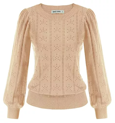 GRACE KARIN Pullover & Strickmode GRACE KARIN Damen Strickpullover Casual Pullover Mode Langarm Sweateshirt CL834