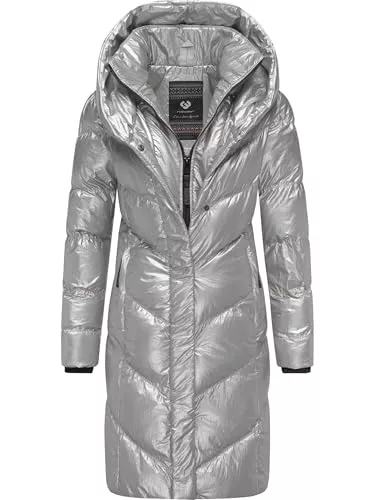 Ragwear Mäntel Ragwear Damen wasserdichter shiny Mantel lange warme Winterjacke mit großer Kapuze Natalka Bling YOUMODO XS-3XL