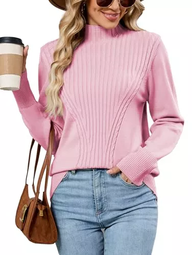 Famulily Pullover & Strickmode Famulily Langärmeliger Pullover mit Stehkragen für Damen, Herbst, Winter, Rippstrick, weicher Damen-Pullover