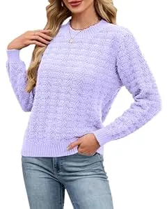 Quatrefox Pullover & Strickmode Quatrefox Pullover Damen Winter Pulli Rundhals Langarm Leicht Strickpullover Casual Herbst Winterpullover Wellenmuster Grobstrickpullover Oberteile Elegant Strickwaren