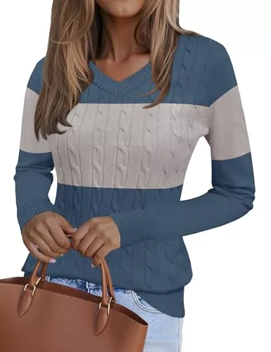 Kistore Pullover & Strickmode Kistore Pullover Damen V-Ausschnitt Damen Pullover Herbst Lange Ärmel Langarmshirt Elegant Oberteile S-XL