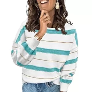 ANCAPELION Pullover & Strickmode ANCAPELION Damen Grobstrick Pullover Casual Stricken Sweater Lange Ärmel Pulli Farbblock Sweatshirt Elegant Jumper Rundhals Lose Oberteile Herbst Winter Outwear für Frauen