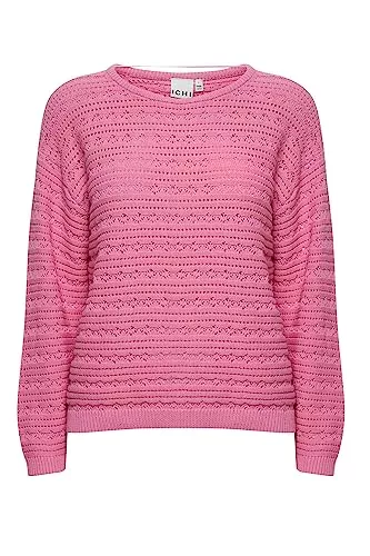 ICHI Pullover & Strickmode ICHI IHMARION LS4 Damen Strickpullover Feinstrick Pullover 100% Baumwolle Strickpullover mit Rundhalsausschnitt Regular-Fit