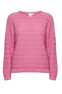 ICHI Pullover & Strickmode ICHI IHMARION LS4 Damen Strickpullover Feinstrick Pullover 100% Baumwolle Strickpullover mit Rundhalsausschnitt Regular-Fit