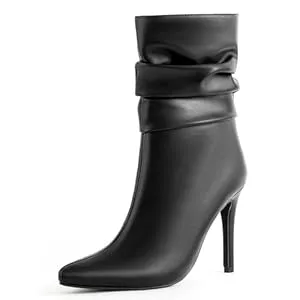 SICARE Stiefel SICARE Stiletto Heel Slouch Boot Pointed Toe Mid Calf Heeled Boots for Women Side Zipper Sexy Fashion Ankle Booties Waterproof Fall Winter Dressy Shoes for Work, Party and Prom