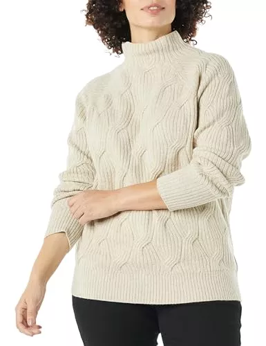 Amazon Essentials Pullover & Strickmode Amazon Essentials Damen Langarm-Pullover Für Den Winter, Soft-Touch-Zopfmuster Mit Trichterausschnitt