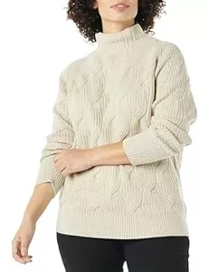 Amazon Essentials Pullover & Strickmode Amazon Essentials Damen Langarm-Pullover Für Den Winter, Soft-Touch-Zopfmuster Mit Trichterausschnitt