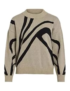 Vila  Vila Damen Strickpullover gestrickter Pulli Rundhals mit Muster VITif Jacquard