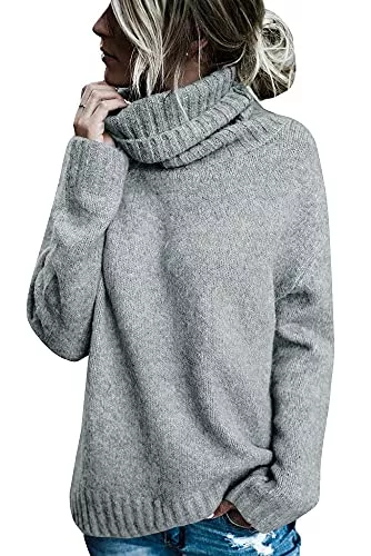 Runcati Pullover & Strickmode Runcati Pullover Damen Rollkragen Strickpullover Langarm Einfarbig Casual Loose Winter Warm Sweater