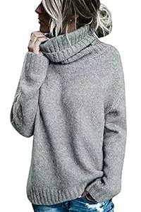 Runcati  Runcati Pullover Damen Rollkragen Strickpullover Langarm Einfarbig Casual Loose Winter Warm Sweater