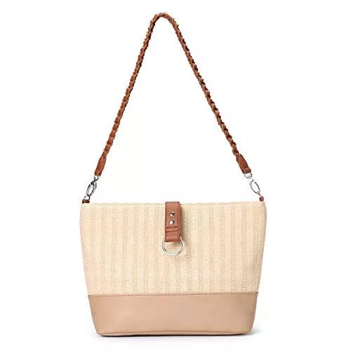 JOSEKO Taschen & Rucksäcke JOSEKO Stroh Crossbody Tasche, Stroh Clutch Frauen Schultertasche Damen Kupplung Umhängetasche Handgemachte Sommer Strand Umschlag Geldbörse Basttasche für Reise Arbeit Outdoor Schule (Braun#01)