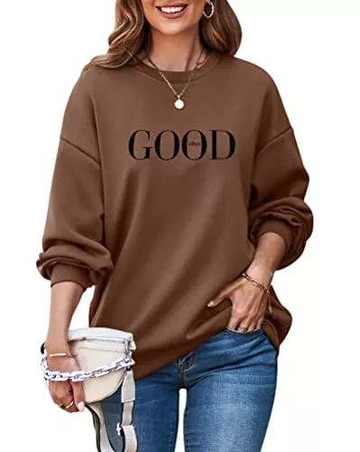 ORANDESIGNE Pullover & Strickmode ORANDESIGNE Damen Oversized Sweatshirt Beschriftung Drucken Langarm Rundhals Pullover Warm Pulli Casual Bequem Teenager Mädchen Hoodie Sportbekleidung