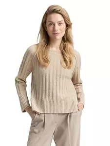 TOM TAILOR  TOM TAILOR Damen Bouclé Strickpullover mit Wollanteil