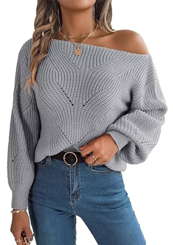 SEAUR Pullover & Strickmode SEAUR Schulterfreie Pullover Damen Strickpullover Mit Knoten Baggy Pullover Damen Einfarbig Damen Herbst Winter Pullover Sexy