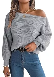 SEAUR Pullover & Strickmode SEAUR Schulterfreie Pullover Damen Strickpullover Mit Knoten Baggy Pullover Damen Einfarbig Damen Herbst Winter Pullover Sexy