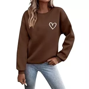 Generisch Pullover & Strickmode Generisch Pullover Damen Herbst Sweatshirt ohne Kapuze Pulli Langarmshirt Modischer bedruckter Kapuzenpullover mit Rundhalsausschnitt für Damen