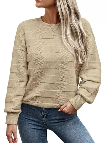 Toplop Pullover & Strickmode Toplop Pullover Damen Rundhals Strickpullover Langarm Casual Strickpulli Warm Pulli Oberteile Sweater