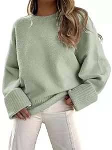 Jhsnjnr  Jhsnjnr Damen Grob Oversized Pullover Baggy Langarm Strickwaren Pullover Gestrickt Rundhals Slouchy Sweater Jumper