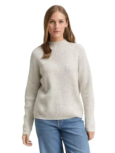 TOM TAILOR Denim Pullover & Strickmode Tom Tailor Denim Damen Relaxed Fit Strickpullover mit Stehkragen