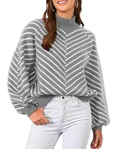 Muwodkdn Pullover & Strickmode Muwodkdn Strickpullover Damen Winter Gestreift Rollkragenpullover Langarm Warm Weich Pullover Herbst/Winter Pulli Elegant