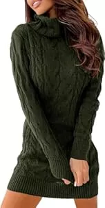 Ebifin Freizeit Ebifin Strickkleid Damen Rollkragen Strickpullover Elegant Jumper Kleid Pullikleid Winterkleid Stretch Sweater Dress.