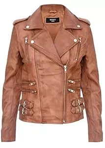 Infinity Leather Jacken Infinity Leather Damen Retro 100% Nappaleder Bikerjacke