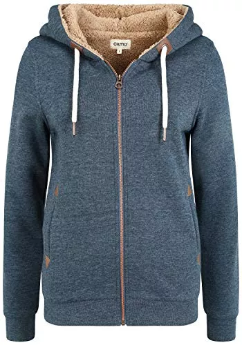 OXMO Kapuzenpullover OXMO OXVicky Pile Sweat Zip-Hoodie Damen Sweatjacke Cardigan Sweatshirtjacke mit Teddy-Futter Reißverschluss Eingrifftaschen Regular fit