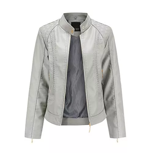 Generisch Jacken Generisch Lederjacke Damen Motorrad Jacke Frauen Y2k Leder Frühling Sportlich, Elegante Leather Jacket Woman Große Größen Übergangsjacke