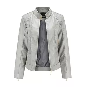 Generisch Jacken Generisch Lederjacke Damen Motorrad Jacke Frauen Y2k Leder Frühling Sportlich, Elegante Leather Jacket Woman Große Größen Übergangsjacke