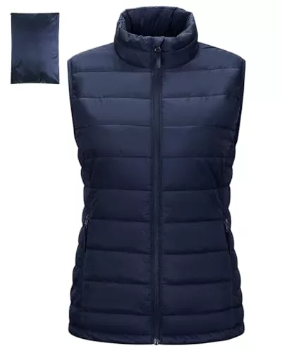 Outdoor Ventures Westen Outdoor Ventures Damen Steppweste Packbare Übergangswesten Gefütterte Hybrid Sportweste Frau Warmer Bodywarmer Fahrradweste mit Stehkragen für Wandern Camping