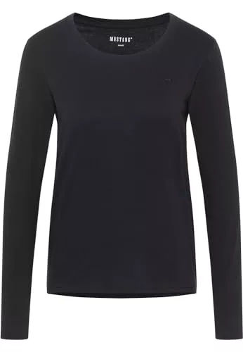 MUSTANG Pullover & Strickmode MUSTANG Damen Langarmshirt Elly - Regular Fit - XS S M L XL Weiss Schwarz