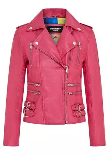 Infinity Leather Jacken Infinity Leather Damen Retro 100% Nappaleder Bikerjacke