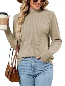 Famulily Pullover & Strickmode Famulily Langärmeliger Pullover mit Stehkragen für Damen, Herbst, Winter, Rippstrick, weicher Damen-Pullover