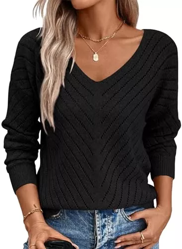Razzlebelle Pullover & Strickmode Razzlebelle Pulli Damen Herbst Pullover V-Ausschnitt Strickpullover Langarm Kuschel Kleidung