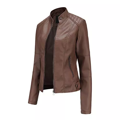 Generisch Jacken Lederjacke Damen Kunstlederjacke Motorradjacke Jacke Winterjacke