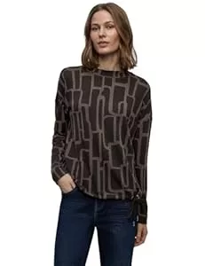 Street One Langarmshirts Damen Print Shirt mit Tunnelzug