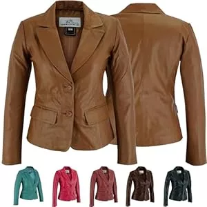German Wear Jacken German Wear Damen Lederblazer Lederjacke Blazer Echtleder Jacke aus Lammnappa Leder Schwarz