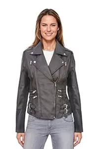Infinity Leather Jacken Infinity Leather Damen Leder Bikerjacke aus echtem Lammnappa, Vintage, Gothic-Schnalle